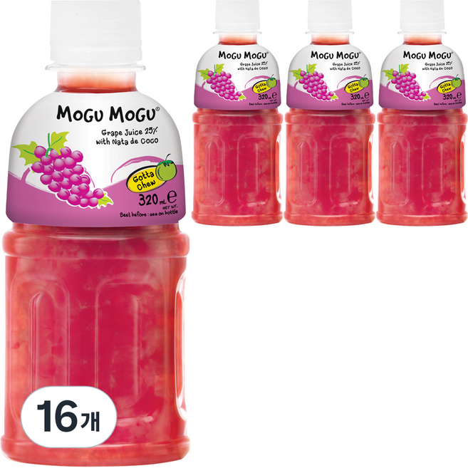MOGU MOGU 葡萄椰果汁, 16個, 320ml