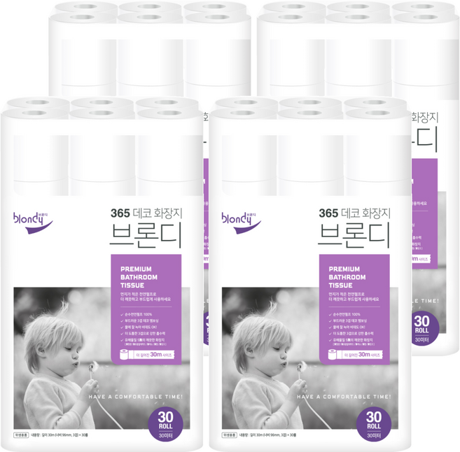 브론디 365 데코 화장지 30m, 30롤, 4개