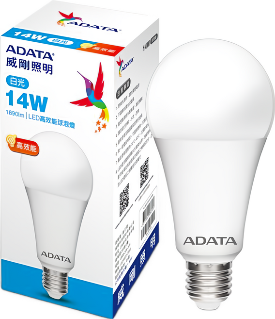 ADATA 威剛 LED 球泡燈 14W 1890lm, 白光, 1個