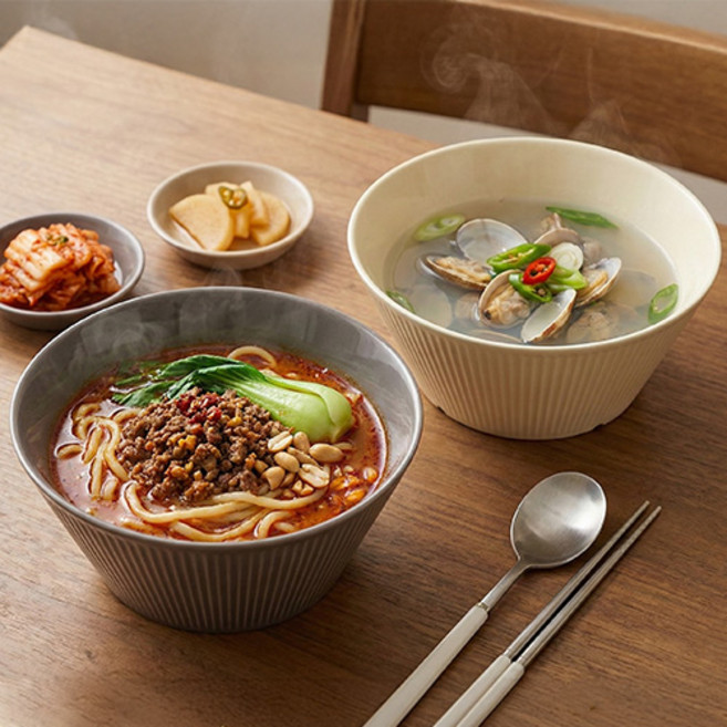 Calmere 세라믹 라이닝 면기 2종 세트, 모카, 크림, 1세트