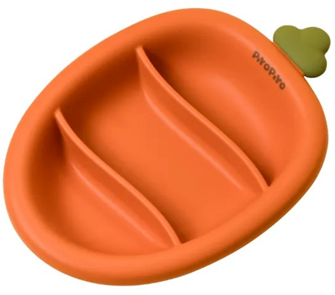 PiYOPiYO 黃色小鴨 鉑金矽膠蘿蔔盤, 橘色, 1個