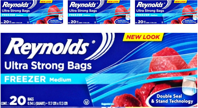 Reynolds 冷凍用雙層夾鏈分裝袋, 中(M), 4個