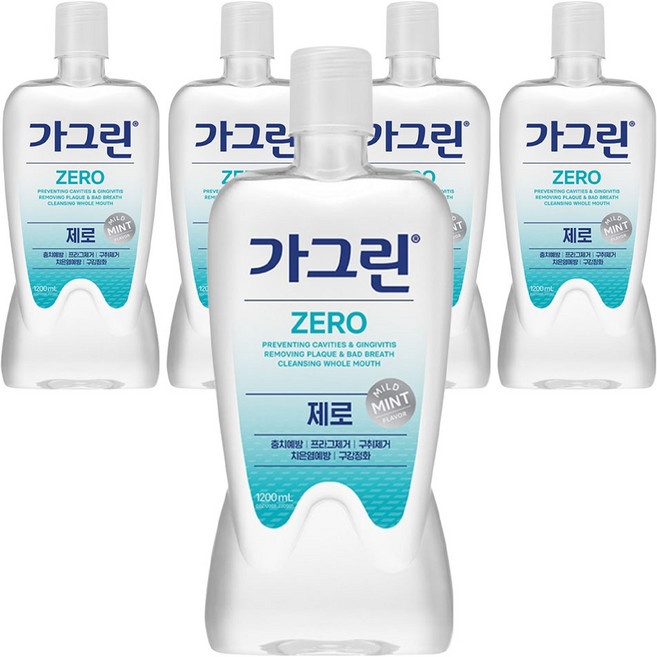 가그린 제로 구강청결제, 1.2L, 5개
