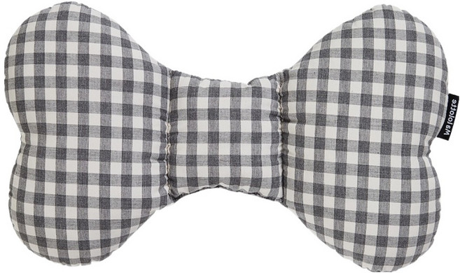 Malolotte 嬰兒蝴蝶枕, 格紋 麻灰色