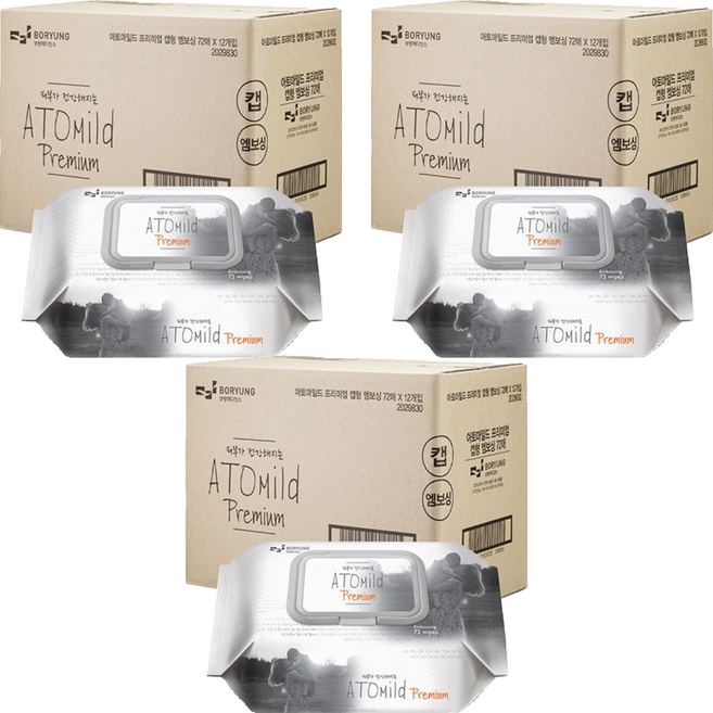 아토마일드 프리미엄 유아물티슈 캡형 70gsm, 70g, 72개입, 36개