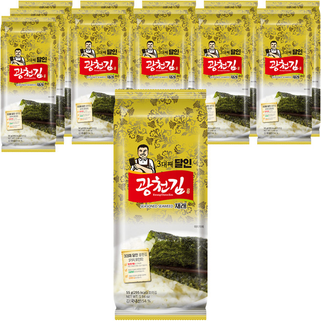 광천김 3대째 달인 재래 조각김, 55g, 12개