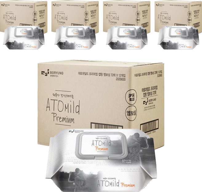 아토마일드 프리미엄 유아물티슈 캡형 70gsm, 70g, 72매, 60개
