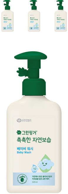그린핑거 촉촉한 자연보습 베이비 워시, 320ml, 4개