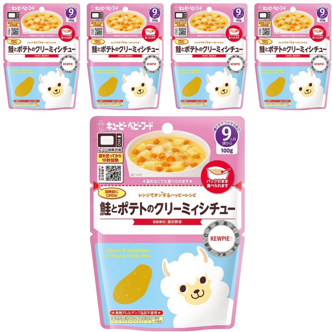 kewpie 野菜馬鈴薯燉鮭魚 9M, 5包, 鮭魚, 100g