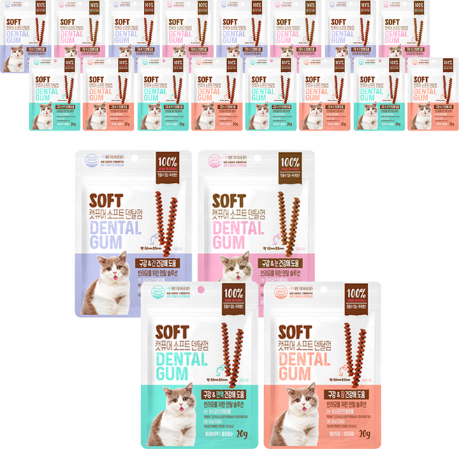 캣퓨어 고양이 소프트 덴탈껌, 5세트, 혼합맛