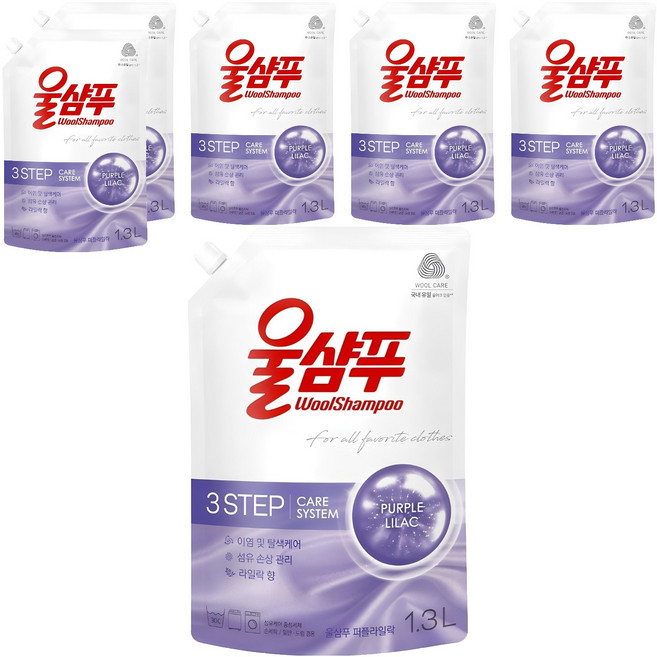 울샴푸 퍼플라일락 리필, 1.3L, 6개