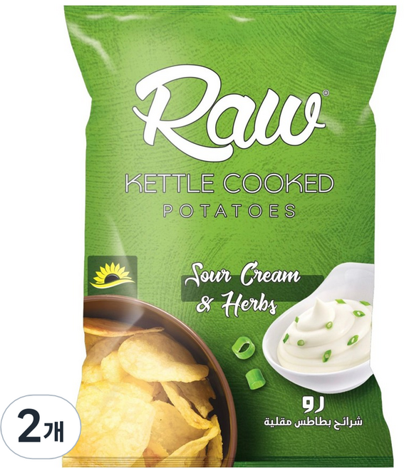Raw 감자칩 사워크림 앤 허브, 100g, 2개