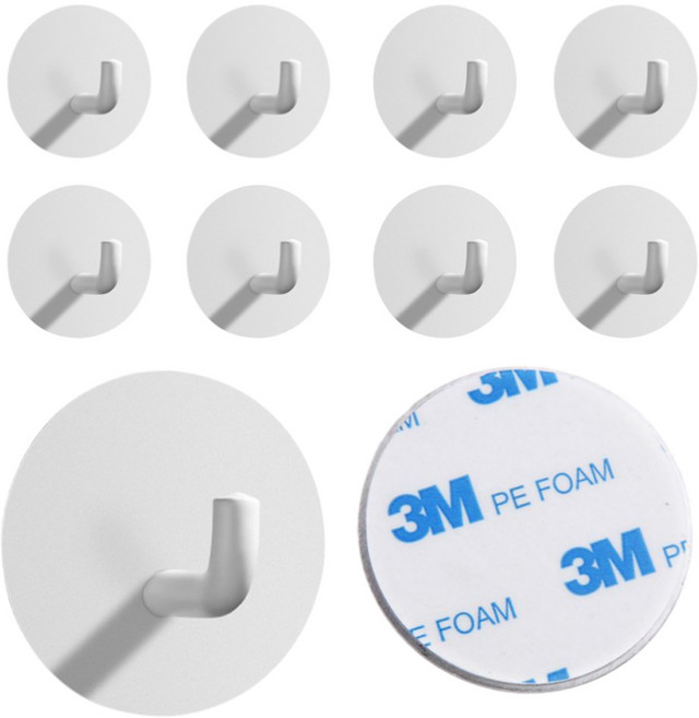 듀빙 깔끔 스테인리스 무타공 접착식 걸이, 화이트, 10개