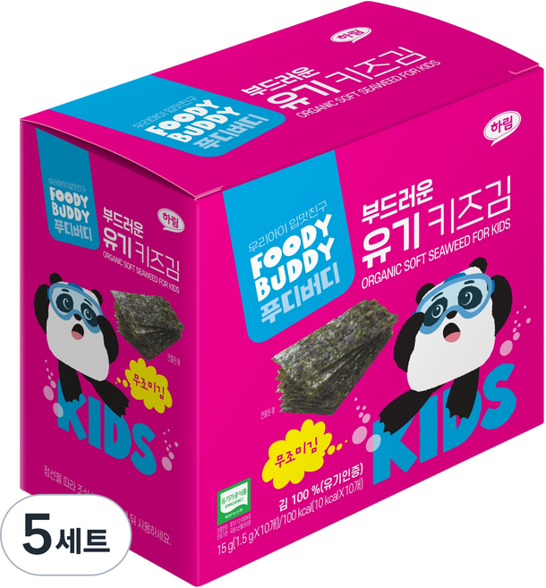푸디버디 부드러운 유기 키즈김 1.5g x 10개입, 유기원초, 5세트