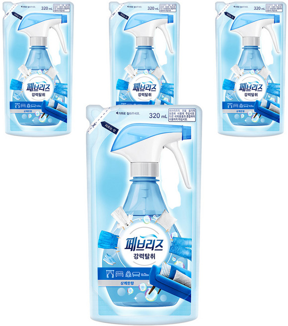 페브리즈 섬유탈취제 강력탈취 상쾌한향 리필, 320ml, 4개