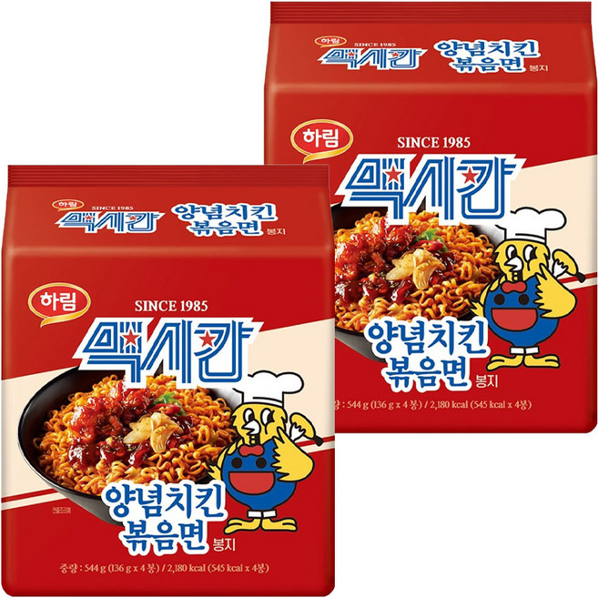 맥시칸 양념치킨 볶음면 봉지 136g, 8개