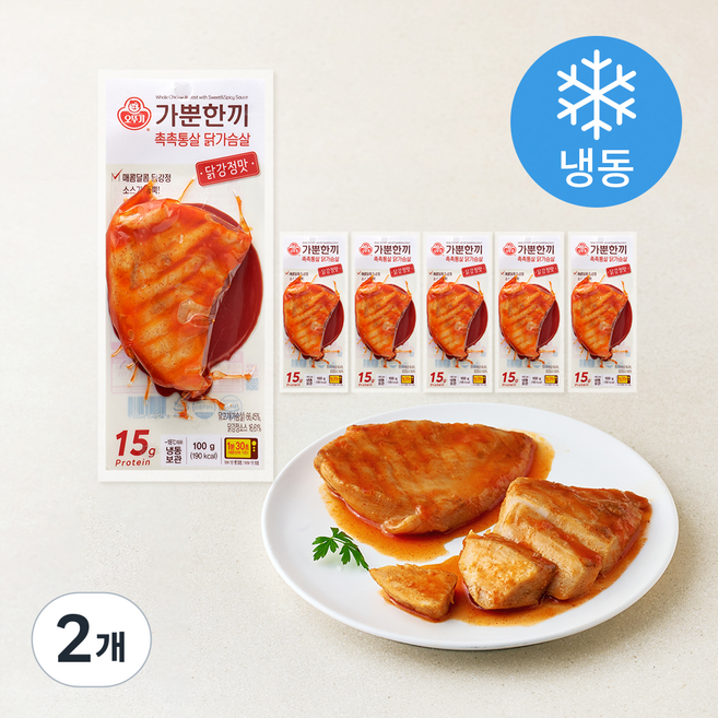 오뚜기 가뿐한끼 촉촉통살 닭가슴살 닭강정맛 (냉동), 100g, 2개, 6개입