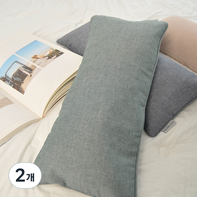 누리홈 내추럴파우더 순면 낮잠 메밀베개, 그린, 2개
