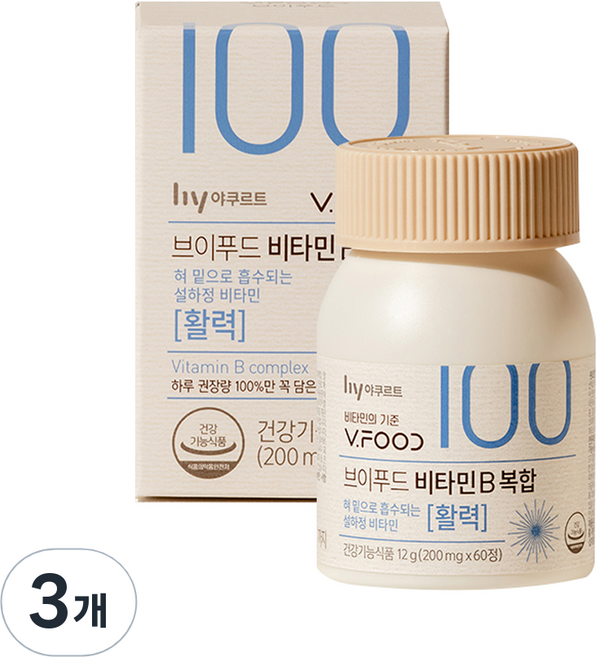 브이푸드 비타민B 복합, 3개, 60정