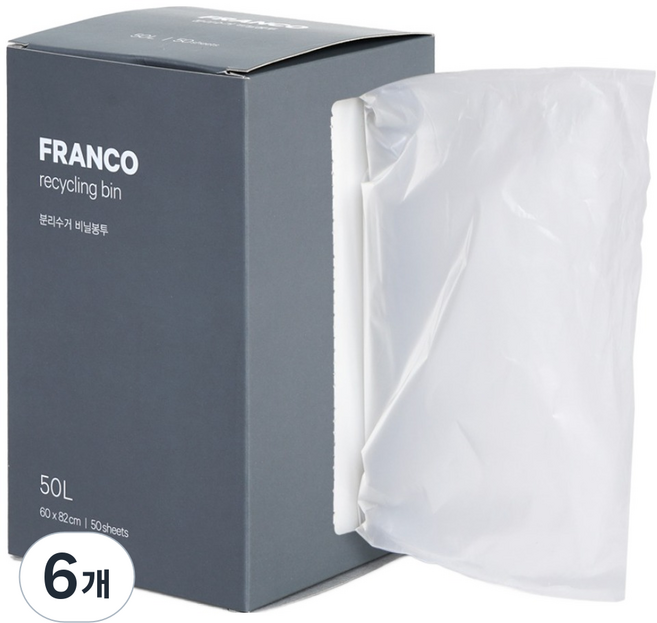 Changsin Living 昌信生活 Franco Home 分類回收背貼式塑膠袋 50入, 50L, 6個