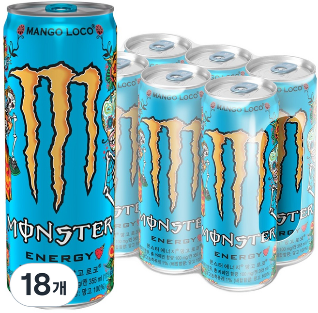 몬스터 에너지 드링크 망고 로코, 355ml, 18개