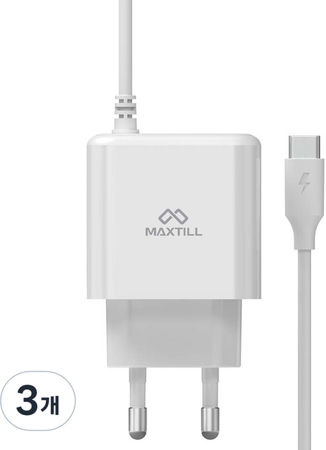맥스틸 25W C타입 일체형 PPS 초고속 충전 케이블 GM-TCW25C, 3개, 화이트