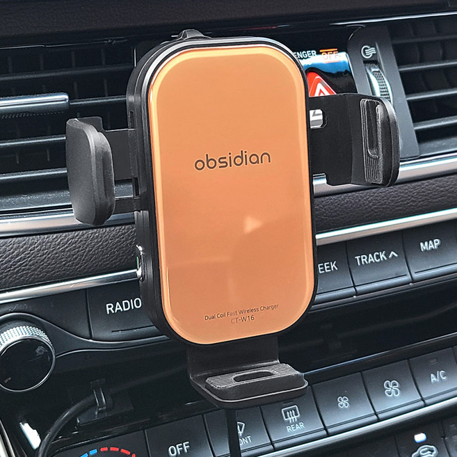 옵시디언 차량용 핸드폰 고속 무선충전거치대, CT-W16, 카멜