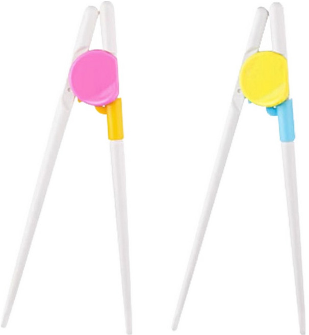 미니모 교정 젓가락, 옐로우 + 핑크, 1세트