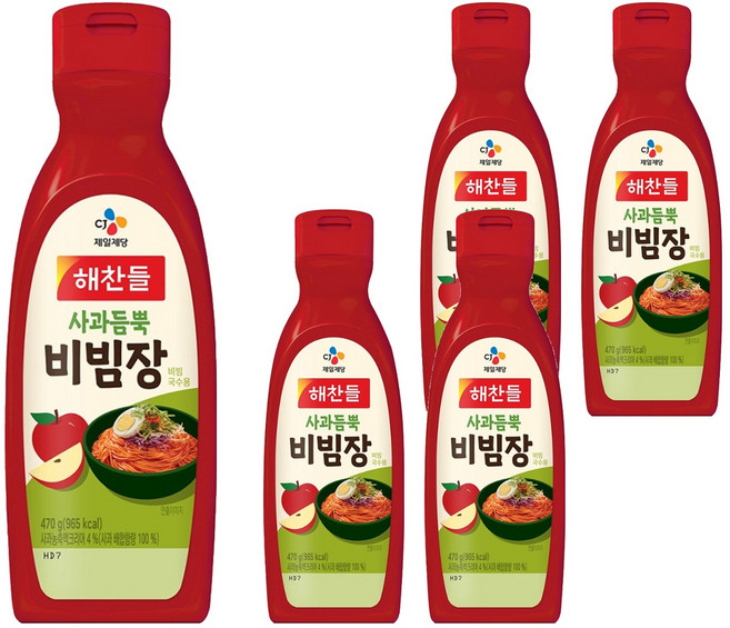 해찬들 사과듬뿍 비빔장, 470g, 5개