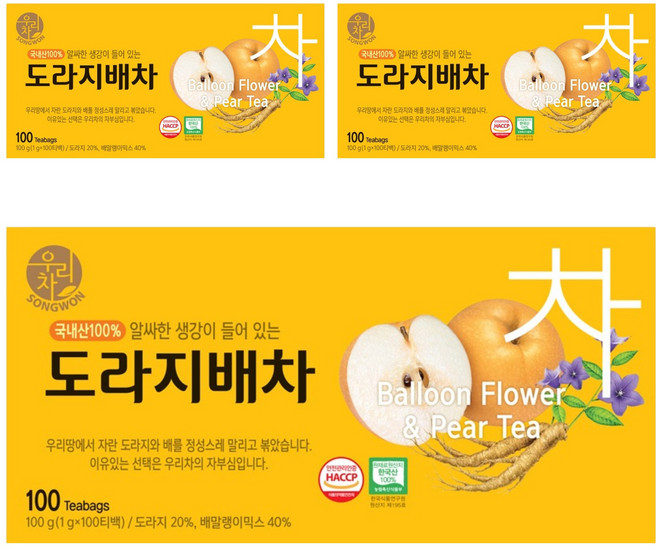 우리차 도라지배차, 1g, 100개입, 3개