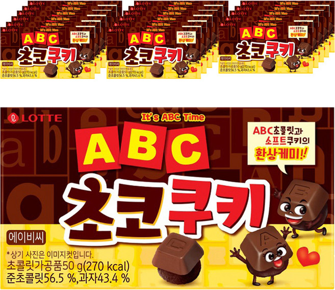 LOTTE 樂天 ABC字母巧克力餅乾, 50g, 18盒