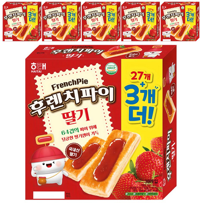 해태제과 후렌치파이 딸기, 384g, 6개