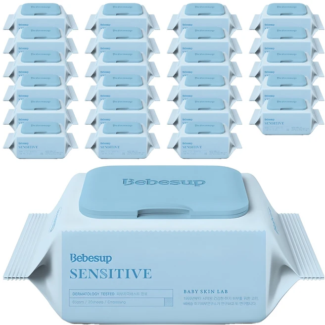 베베숲 센시티브 엠보싱 물티슈 휴대캡형, 65g, 20매, 24개 - 쿠팡
