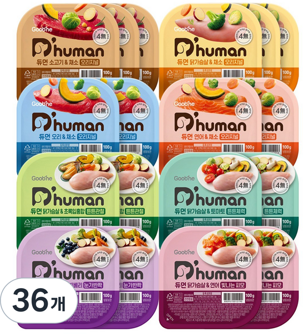 듀먼 전연령 강아지 버라이어티 화식사료 종합 8종, 혼합맛, 100g, 36개