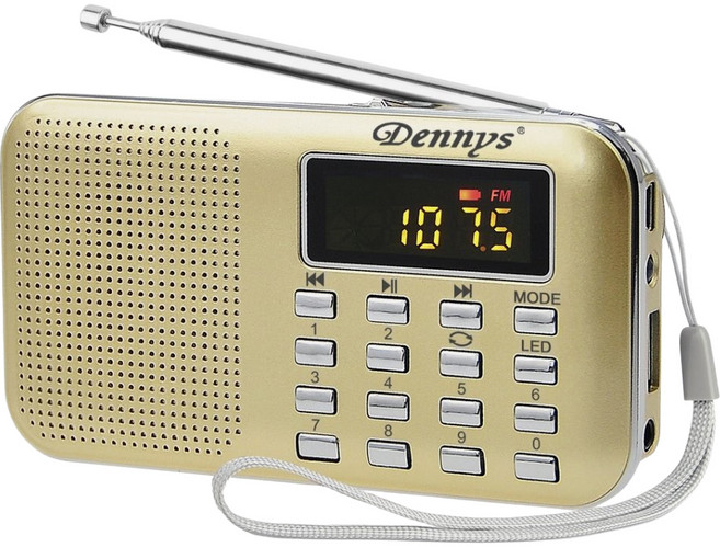 Dennys 丹尼斯 USB SD MP3 AM FM超薄插卡喇叭, MS-K218, 土豪金