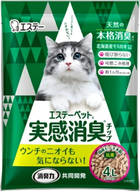 ST 雞仔牌 消臭力 實感消臭 貓用針葉樹松木砂, 4L, 1袋, 針葉樹松木