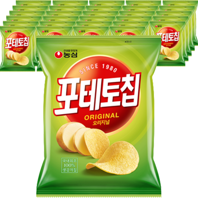 농심 포테토칩 오리지널 감자칩, 60g, 30개