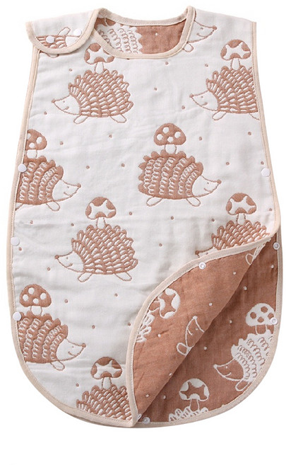 JoyNa 日式6層紗背心式防踢被, 棕色刺蝟