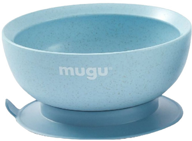 mugu 沐咕寶貝 小麥纖維防漏吸盤碗 450ml, 藍色, 1個