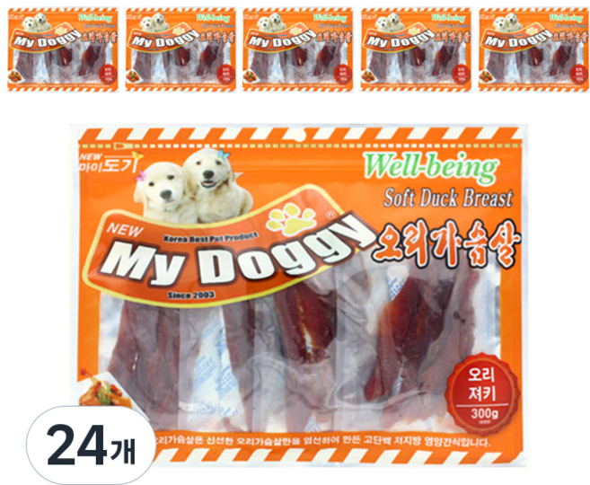 NEW 마이도기 강아지 건조간식, 오리져키, 300g, 24개