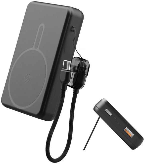 스마텍 난연 반고체 맥세이프 22.5W 보조배터리 거치대 10000 기내반입, 블랙, STPB-SOLID10