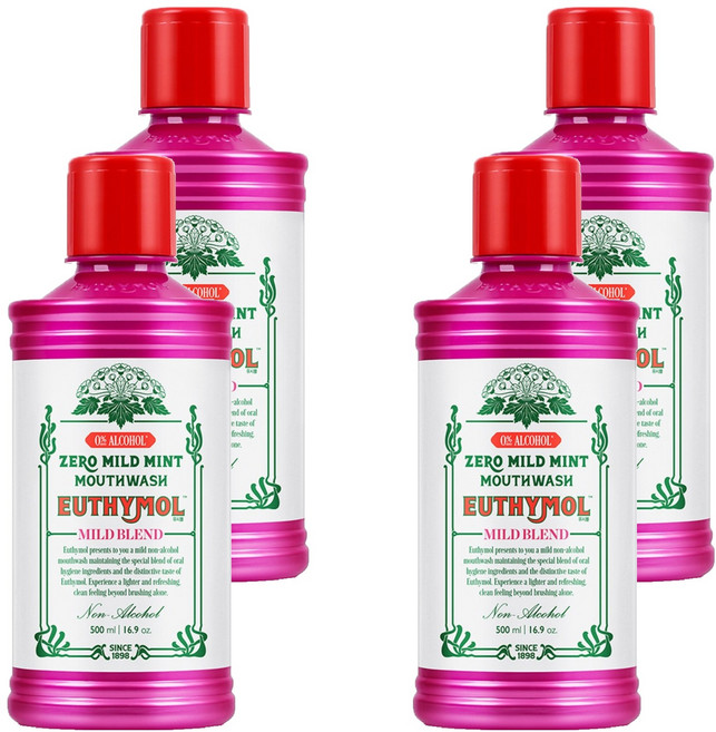 유시몰 제로마일드가글 구강청결제, 4개, 500ml