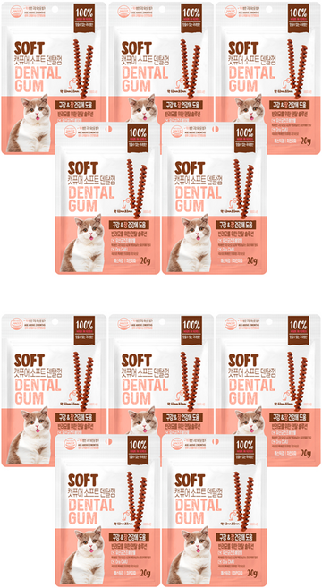 캣퓨어 고양이 소프트 덴탈껌, 20g, 10개, 구강 장건강에 도움