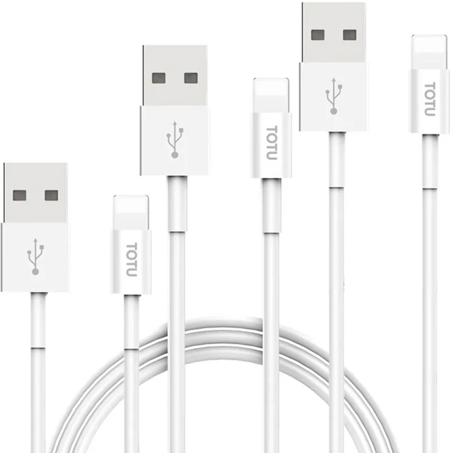 TOTU 拓途 iPhone/Lightning充電線/快充線/傳輸線 2.1A快充 50/100/200cm 46g, 白色, 3條