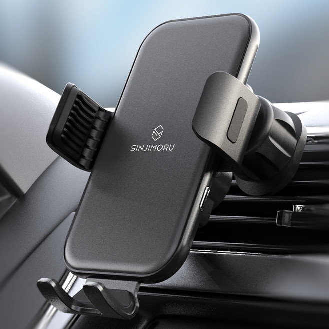신지모루 차량용 고속 무선충전 강력고정 오그랩엑스 핸드폰 거치대 15W 송풍구형, 블랙, SOG_WIRE_MAX2_BK_SJM