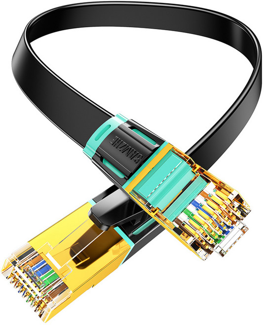 삼지 CAT8 칼국수형 초고속 랜선 인터넷 랜케이블 0.5m, 블랙, 1개