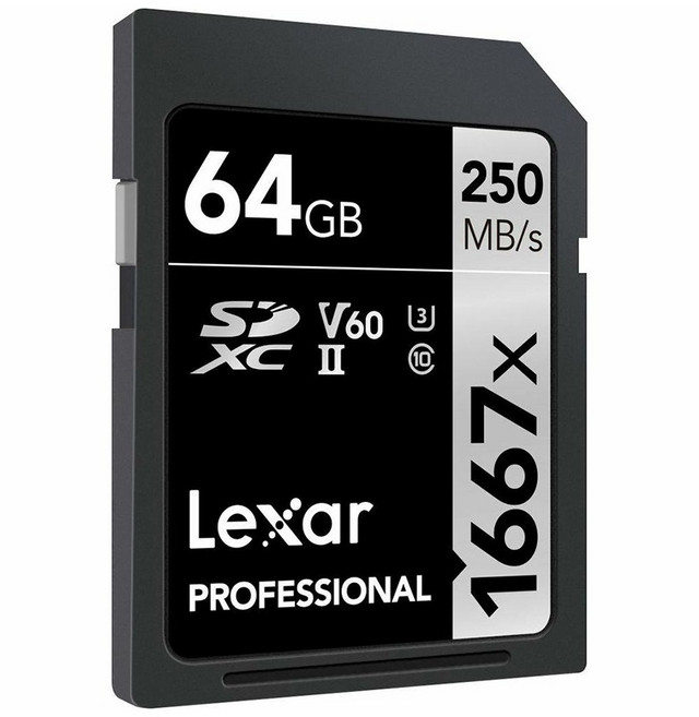Lexar 雷克沙 Professional SDXC 1667X V60 UHS-II U3 記憶卡, 64GB, 1個