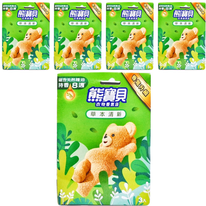 Snuggle 熊寶貝 衣物香氛袋, 草本清新, 21g, 5盒