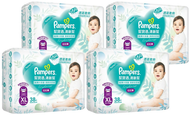 Pampers 幫寶適 原廠公司貨 清新幫拉拉褲/尿布 12~17kg, XL, 152片