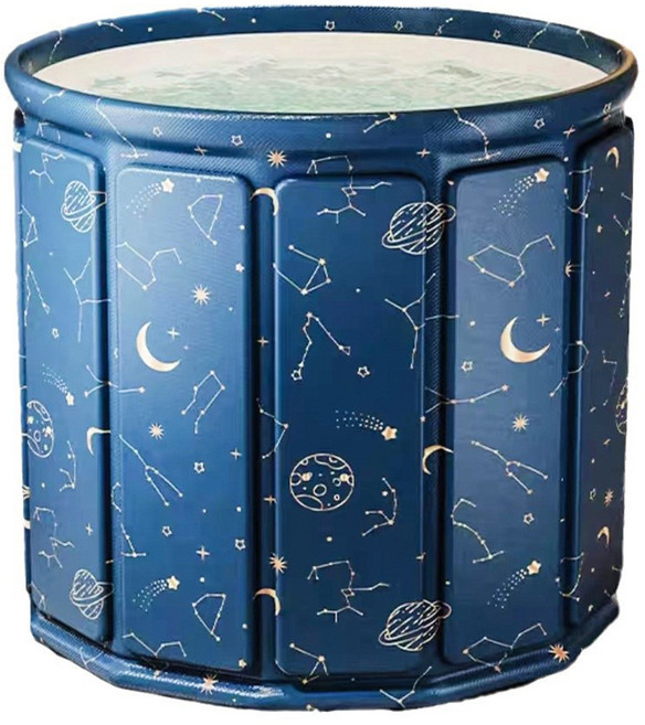 西格傢飾 折疊收納免安裝泡澡桶 免充氣, 星球藍, 1個